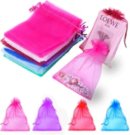 50pcs/lot Adjustable Drawstring Organza Bag 5x7cm 7x9cm 9x12cm 10x15cm Jewelry Packaging Candy Wedding Party Gifts Pouches