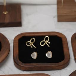 Simple Geometry Wood Rings Tray Exquisite Velvet Earrings Display Tray Jewlery Organizer Ear Studs Case Ring Earring Holder Home