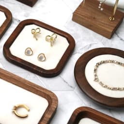 Simple Geometry Wood Rings Tray Exquisite Velvet Earrings Display Tray Jewlery Organizer Ear Studs Case Ring Earring Holder Home