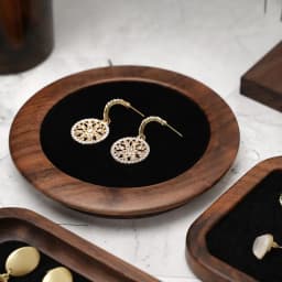 Simple Geometry Wood Rings Tray Exquisite Velvet Earrings Display Tray Jewlery Organizer Ear Studs Case Ring Earring Holder Home