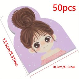 50pcs Hair Ties Hair Bands Hair Clips Display Cards Cute Girl Cartoon Children's Hair Accessories Cards Jewelry Packaging Card