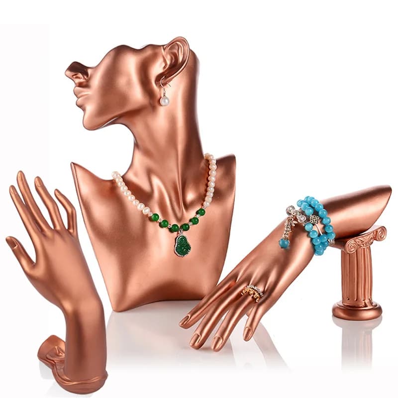 5 Style Mannequin 3 Colors Stand Holder Rose Red Earrings Ring Necklace Bracelet Jewelry Display Bangle Watch Jewelry Storage