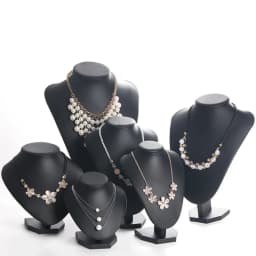 Exhibitor 6 Options Black PU Jewelry Display Faux Leather Mannequin Necklace Pendant Jewelry Bust Neck Display Stand Holder