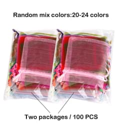 100pcs/lot 24 Colors Organza Jewelry Bags 7x9 9x12 10x15 13x18CM Drawstring Pouches For Wedding Candy Gift Bags Jewelry Packing