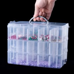 3-Layer Stackable Storage Container Box with Adjustable Compartments for Bead Organizing Storage of Small Items Crafts Jewelry
