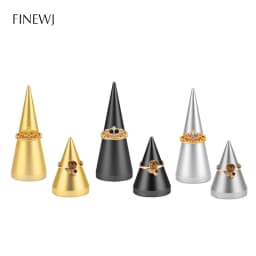 Finger Ring Jewelry Display Ring's Holder Solid Metal Cone Organizer Hand Bague Jewellery Presentation Stand Storage Rack Base