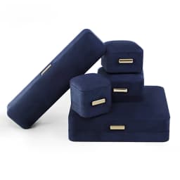Luxury Navy Blue Velvet Jewelry Box with Round Arch Top Ring Bracelet Necklace Organizer Storage Gift Box for Women