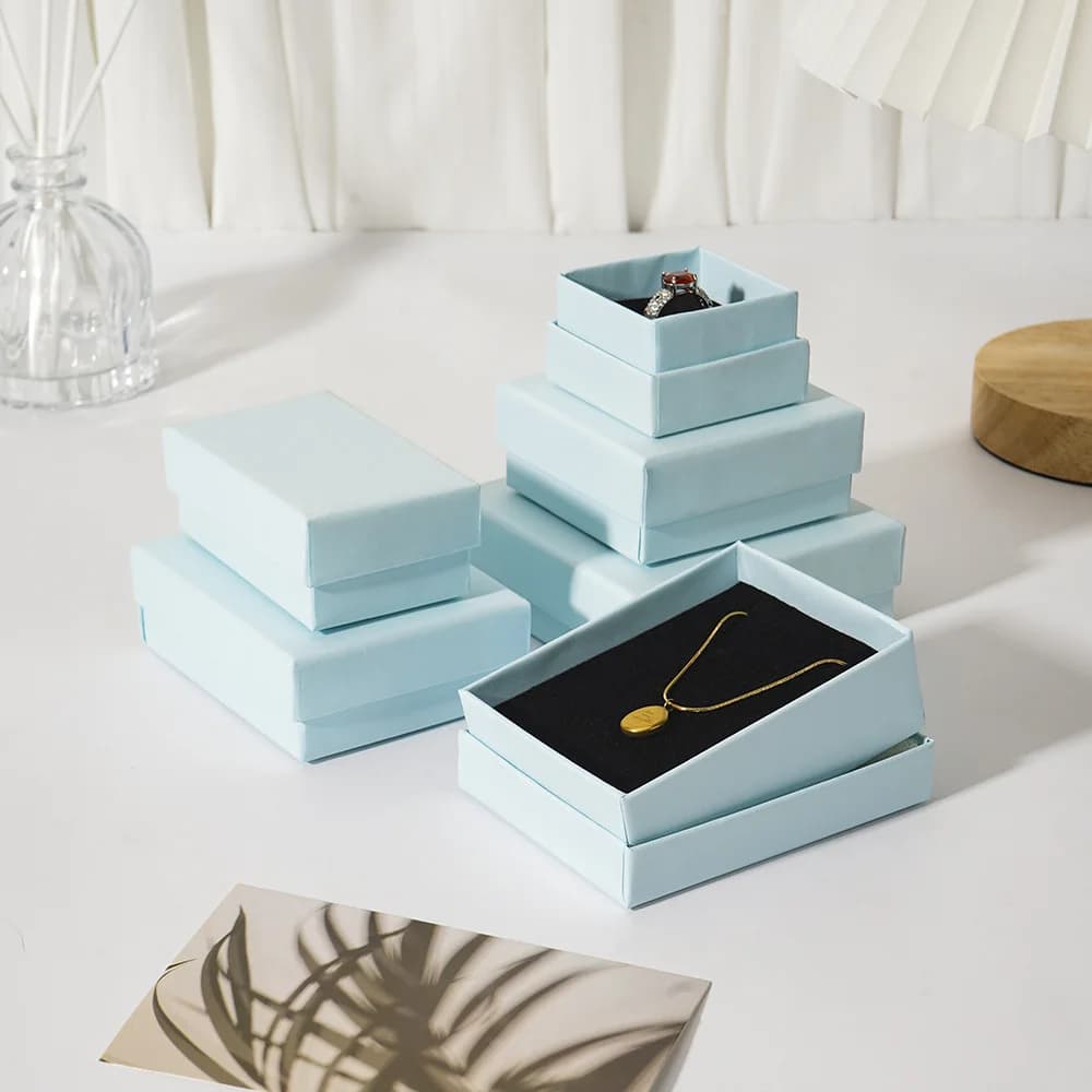 10Pcs Jewelry Paper Box 5x5cm 5x8cm 7x9cm 9x9cm Case Studs Rings Earrings Necklace Bracelet Bangle Pendant Brooch Gift Organizer
