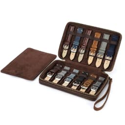 Stylish Watch Band Organizers Holds 12 Straps PU Leather Construction Travel