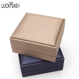 High Quality Leather Jewelry Ring Box Jewelry Gift Box Pair Ring Earrings Necklace Bracelet Box Jewlery Organizer Container 2023