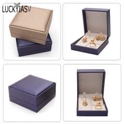 High Quality Leather Jewelry Ring Box Jewelry Gift Box Pair Ring Earrings Necklace Bracelet Box Jewlery Organizer Container 2023