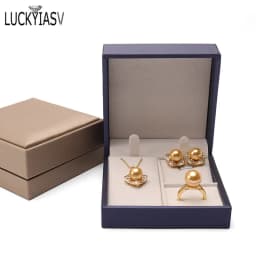 High Quality Leather Jewelry Ring Box Jewelry Gift Box Pair Ring Earrings Necklace Bracelet Box Jewlery Organizer Container 2023