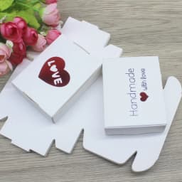 New 10Pcs 8x6x2cm White /Kraft /Black Jewelry Display Packing Box Handmade With Love Cardboard Gift Package & Wedding Favourite