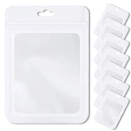 50-100pcs White Reusable Mylar Zipper Bags Foil Pouches with Clear Window for Jewelry Display Packaging Self Sealing Hang Bags