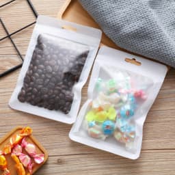 50-100pcs White Reusable Mylar Zipper Bags Foil Pouches with Clear Window for Jewelry Display Packaging Self Sealing Hang Bags