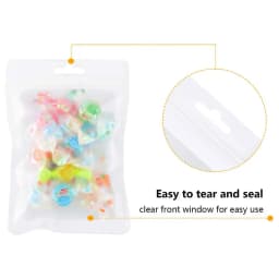 50-100pcs White Reusable Mylar Zipper Bags Foil Pouches with Clear Window for Jewelry Display Packaging Self Sealing Hang Bags