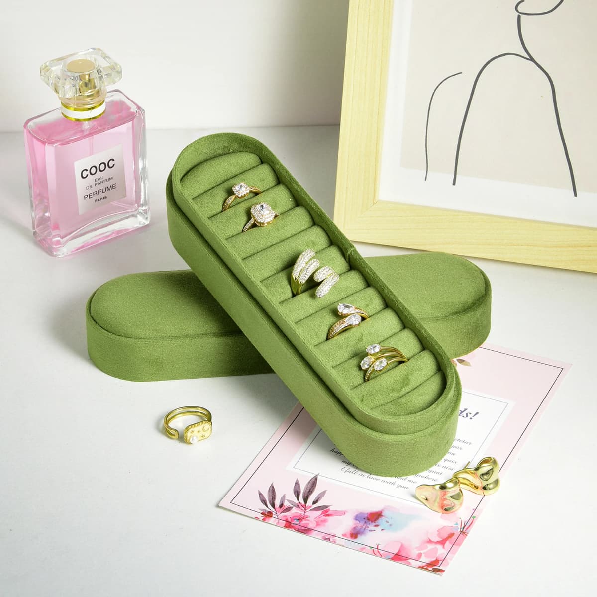 TAIMY Velvet Ring Display Tray Portable Ring Storage Case Custom Logo Jewelry Box High-end Business Display Tray