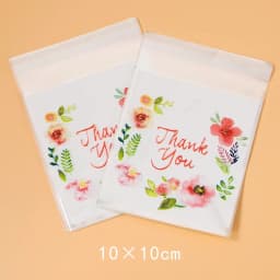 100pcs Colourful Flowers THANK YOU Self-adhesive Bag Plastic Pouches for DIY Jewelry Display Cookies Storage Gifts Bag Wholesale
