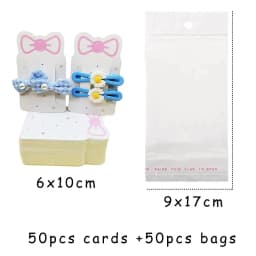 50pcs 6x10cm Pink Hair Clip Bow Display Cards for DIY Hair Jewelry Barrette Hairpin Packaging Cardboard Retail Display Holder