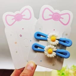 50pcs 6x10cm Pink Hair Clip Bow Display Cards for DIY Hair Jewelry Barrette Hairpin Packaging Cardboard Retail Display Holder