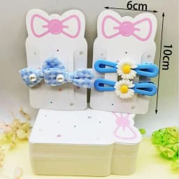 50pcs 6x10cm Pink Hair Clip Bow Display Cards for DIY Hair Jewelry Barrette Hairpin Packaging Cardboard Retail Display Holder