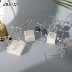 Transparent Acrylic Jewellers T Bar Earrings Display Holder Rack Jewelry Cabinet Window Earring Dangling Stand Photography Props
