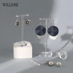 Transparent Acrylic Jewellers T Bar Earrings Display Holder Rack Jewelry Cabinet Window Earring Dangling Stand Photography Props
