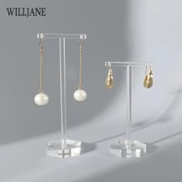 Transparent Acrylic Jewellers T Bar Earrings Display Holder Rack Jewelry Cabinet Window Earring Dangling Stand Photography Props