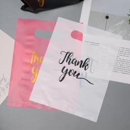 20Pcs/Lot Thank You Gift Bags Plastic Shopping Bag with Handle Poly Die Cut Plastic Merchandise Bag for Retail Small Business