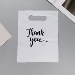 20Pcs/Lot Thank You Gift Bags Plastic Shopping Bag with Handle Poly Die Cut Plastic Merchandise Bag for Retail Small Business