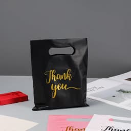 20Pcs/Lot Thank You Gift Bags Plastic Shopping Bag with Handle Poly Die Cut Plastic Merchandise Bag for Retail Small Business