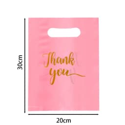 20Pcs/Lot Thank You Gift Bags Plastic Shopping Bag with Handle Poly Die Cut Plastic Merchandise Bag for Retail Small Business