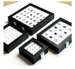Gemstone Diamond Jewelery Display Storage Transparent Glass Lid Box Pendant Earrings Gem Stone Holder Organizer case
