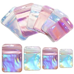 50pcs/Lot Iridescent Ziplock Bags Transparent Laser Thicken Plastic Seal Bags for Jewelry Earrings Pendants Display Handicrafts