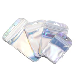 50pcs/Lot Iridescent Ziplock Bags Transparent Laser Thicken Plastic Seal Bags for Jewelry Earrings Pendants Display Handicrafts