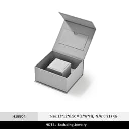 WoodTen Ring Gift Box with Lid Magnetic Jewelry Boxes for Wedding Proposal Gift Birthday Present with Card Velvet Packaging Box