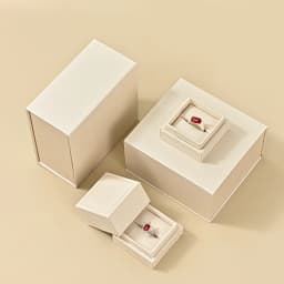 WoodTen Ring Gift Box with Lid Magnetic Jewelry Boxes for Wedding Proposal Gift Birthday Present with Card Velvet Packaging Box