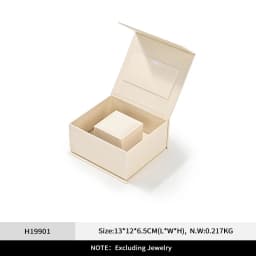 WoodTen Ring Gift Box with Lid Magnetic Jewelry Boxes for Wedding Proposal Gift Birthday Present with Card Velvet Packaging Box