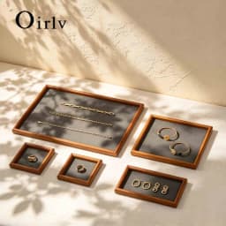 Oirlv New Solid Wooden Fashion Wood Ring Display Tray Jewelry Stud Earrings Storage Plate Jewellery Counter Showcase Props 2025
