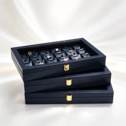 Oirlv Blue Jewelry Organizer Tray Acrylic Lid Premium Leather Jewelry Box Transparent Lid Drawer Insert Jewelry Display Case