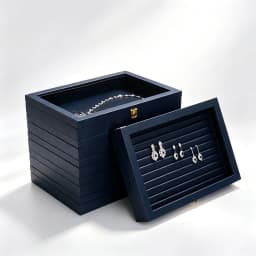 Oirlv Blue Jewelry Organizer Tray Acrylic Lid Premium Leather Jewelry Box Transparent Lid Drawer Insert Jewelry Display Case