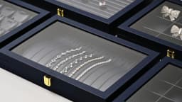 Oirlv Blue Jewelry Organizer Tray Acrylic Lid Premium Leather Jewelry Box Transparent Lid Drawer Insert Jewelry Display Case