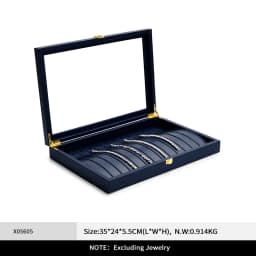 Oirlv Blue Jewelry Organizer Tray Acrylic Lid Premium Leather Jewelry Box Transparent Lid Drawer Insert Jewelry Display Case