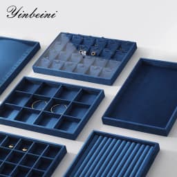 Yinbeini Velvet Ring Earring Bracelet Necklace Display Tray Table Top Stackable Drawer Storage Jewelry Organizer Tray P038