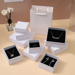 10Pcs Elegant Jewelry Paper Box Kraft Gift Bag Packaging Earrings Rings Necklace Pendant Bracelet Brooch Watch Crystal Organizer