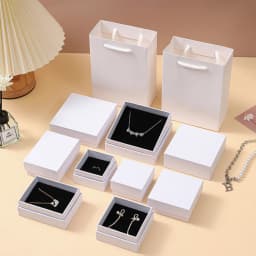 10Pcs Elegant Jewelry Paper Box Kraft Gift Bag Packaging Earrings Rings Necklace Pendant Bracelet Brooch Watch Crystal Organizer