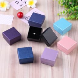 5Pcs 5x5x3cm Ring Box Wedding Favors Girl Gift Jewelry Studs Jewellery Display Storage Paper Cardboard Case Bags Pouch Organizer