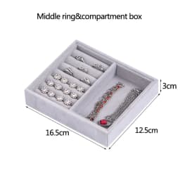 Velvet Glass Ring Earring Jewelry Display Organizer Box Storage Organizer Box Divider Soft Gray Velvet Ring Case Jewellery Tray