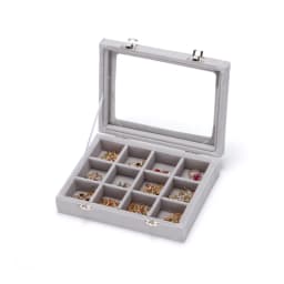 Velvet Glass Ring Earring Jewelry Display Organizer Box Storage Organizer Box Divider Soft Gray Velvet Ring Case Jewellery Tray