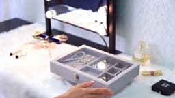 Velvet Glass Ring Earring Jewelry Display Organizer Box Storage Organizer Box Divider Soft Gray Velvet Ring Case Jewellery Tray